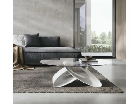 Tavolino ovale Eclipse con piano in vetro e base in poliuretano di Target Point
