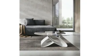 Tavolino ovale Eclipse con piano in vetro e base in poliuretano di Target Point