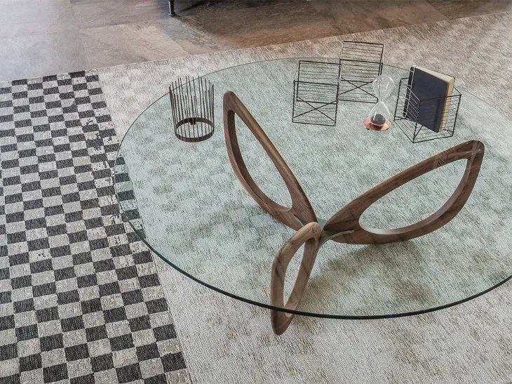 Tavolino in vetro con base in legno Helix di Cattelan Italia