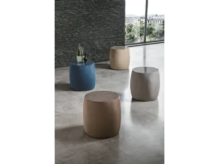 Tavolino Pouf Lepanto con top in vetro o tessuto, rivestito in microfibra effetto velluto di Target Point