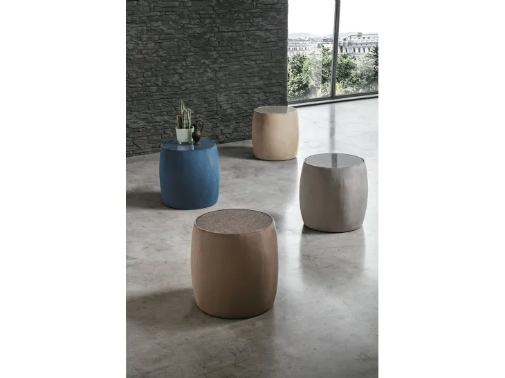 Tavolino Pouf Lepanto con top in vetro o tessuto, rivestito in microfibra effetto velluto di Target Point