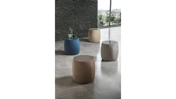 Tavolino Pouf Lepanto con top in vetro e rivestimento in tessuto di Target Point