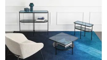Tavolino con doppio piano in vetro e struttura in tubo di metallo Puro di Calligaris