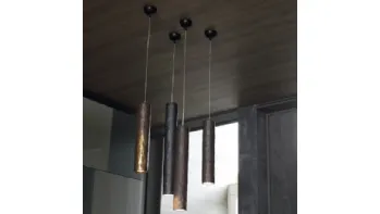Lampada a sospensione in metallo bronzato Candle di Adriani e Rossi