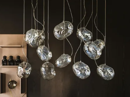 Lampada a sospensione in vetro Cloudine di Cattelan Italia