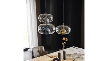 Lampada a sospensione con paralume in vetro borosilicato trasparente e calotta interna in vetro borosilicato verniciato Coimbra di Cattelan Italia