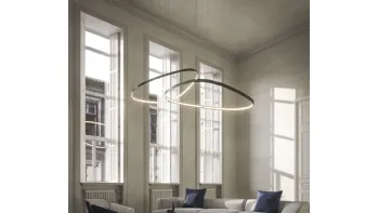 Lampada a sospensione Magellano Magnum in acciaio verniciato titanio di Cattelan Italia