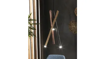 Lampada a sospensione Shangai S3 composta da tre tubolari metallici verniciati con trattamento satinato galvanico di Riflessi