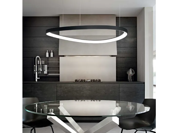 Lampada a sospensione Gemini in metallo con diffusore in policarbonato opale di Ideal Lux