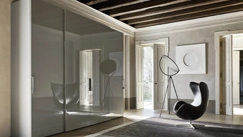 Armadio Anta Liscia in laccato lucido Ardesia con maniglia Mia di Sangiacomo