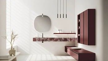 Mobile da Bagno sospeso Absolute 46 in laccato e marmo di Arbi