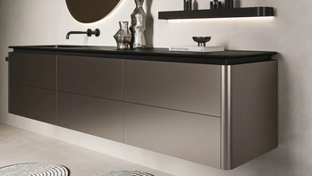 Mobile da Bagno sospeso Almond 09 in laccato Ghisa Metal di Arbi