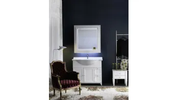 Mobile Bagno da appoggio in laccato bianco opaco e lavabo consolle in ceramica DIAMANTE DM13B di Compab