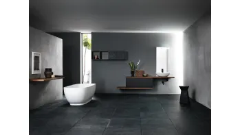 Mobile da Bagno sospeso in rovere e nobilitato Ardesia con lavabo in ceramica INK NK03 di Compab