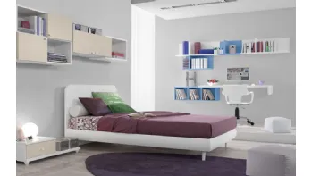 Cameretta componibile in laccato opaco con scrittoio sospeso Idea 110 di Corazzin