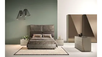 Letto con testiera importante in tessuto B02 Puzzle e Omega di Mercantini