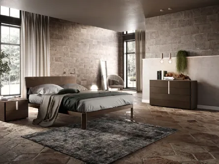 Letto in legno con testiera C01 Apollo e Gamma di Mercantini