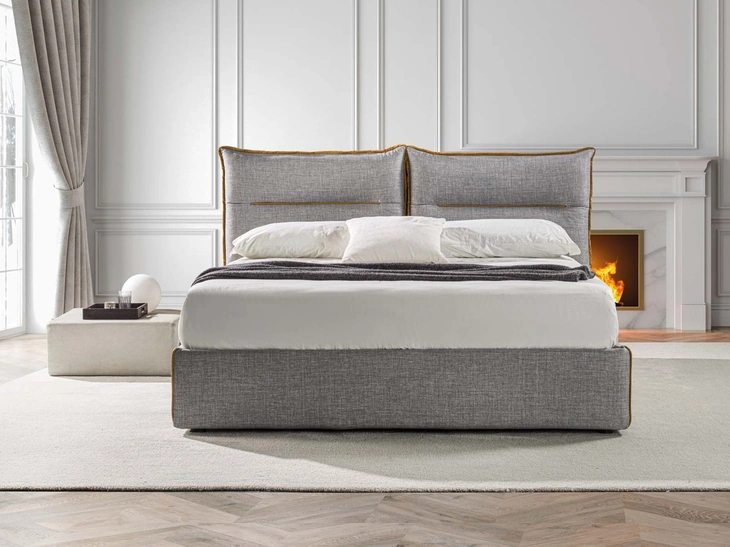 Letto in tessuto Charme con box contenitore di Crippa Salotti