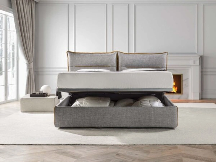Letto in tessuto Charme con box contenitore di Crippa Salotti