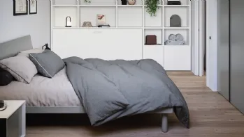 Letto matrimoniale con testiera in melaminico Cemento Thun di Cinquanta3