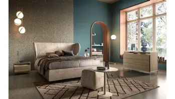 Letto matrimoniale in tessuto con testiera avvolgente F01 Calla di Mercantini