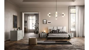 Letto in laccato opaco con testiera bicolore G08 Altair e Alfa di Mercantini