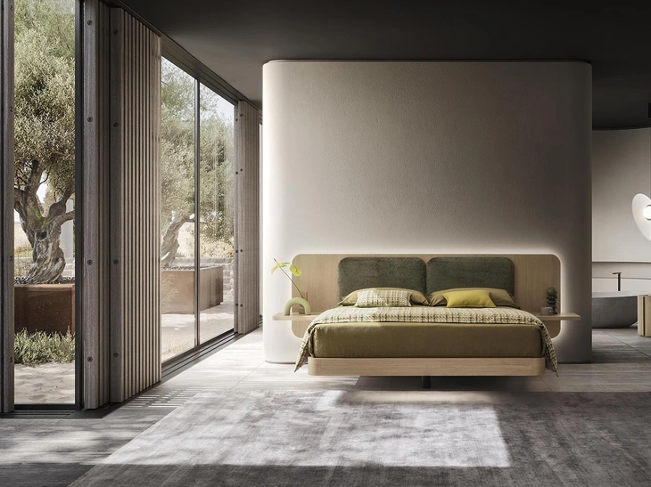 Letto sospeso in laccato con testiera Grand Voile di Alf Da Frè