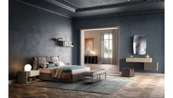 Letto in tessuto con testiera M02 Polis e Omega di Mercantini