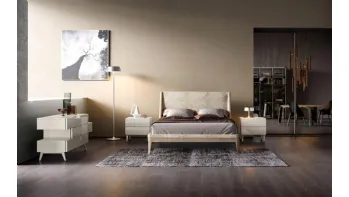 Letto in legno con testiera rivestita in tessuto M04 Venus di Mercantini