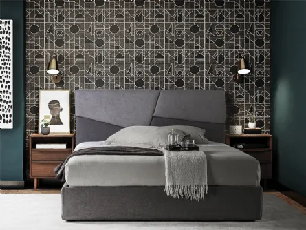 Letto con testiera personalizzabile con due varianti di colore Puzzle di Crippa Salotti