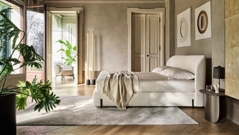 Letto Rendez-Vous in tessuto imbottito di Calligaris
