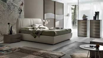 Letto in ecopelle imbottito con testiera Soft di Maronese Acf