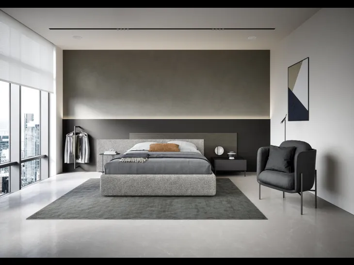 Letto Testiera Time con contenitore di Novamobili