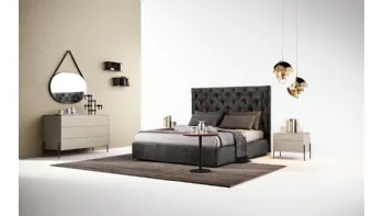 Letto con testiera in tessuto trapuntato V02 Merak di Mercantini