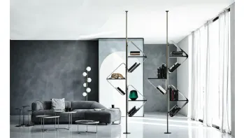 Libreria divisoria  in metallo con ripiani in legno Spinnaker di Cattelan Italia