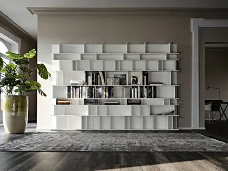 Libreria a muro in MDF laccato bianco Wally di Cattelan Italia