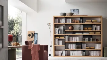 Libreria Kora in Rovere con inserti in Metallo nero opaco di Maronese Acf