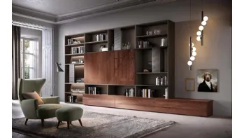 Libreria a muro Kosmos KL207 in legno di Mercantini