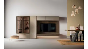 Libreria a muro Kosmos KL212 in legno con ante in vetro di Mercantini