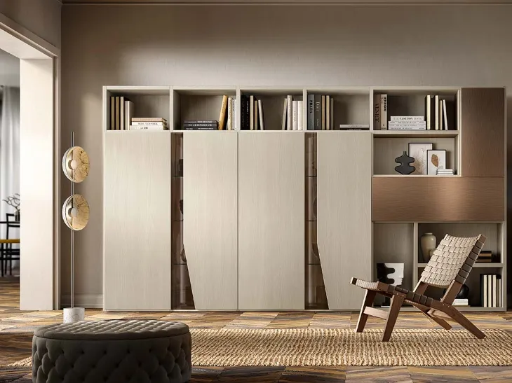 Libreria a muro Kosmos KL213 in legno di Mercantini