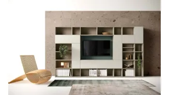 Libreria a muro Kosmos KL214 in laccato opaco di Mercantini
