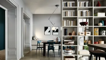 Libreria divisoria Living in laccato opaco Silk Grigio Tortora di Veneta Cucine