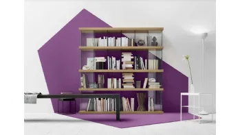 Libreria a muro Mensola 11 in Rovere Miele e Vetro di Veneta Cucine