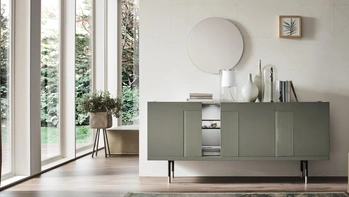 Madia Aura Glass in laccato con inserti decorativi di Maronese