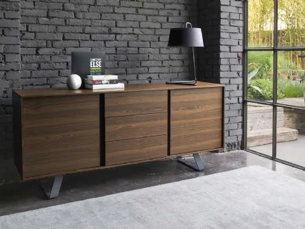 Madia in legno a 3 ante con piedini in metallo Secret di Calligaris