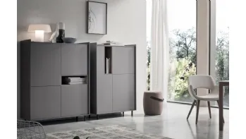 Madia Alta Laila LA003 e LA004 in melaminico Rovere Avena, Grafite e laccato magma opaco di Maronese Acf