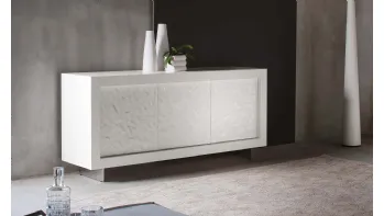 Madia Picasso P1 Mito in laccato opaco Bianco con ante in acciaio martellato laccato Bianco Lucido di Riflessi
