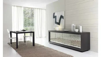 Madia Picasso P12 Cristallo in Rovere Coke con ante in cristallo a specchio e resina trasparente di Riflessi