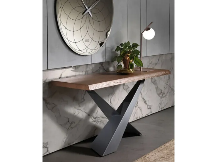 Mobile ingresso Consolle Living con top in legno e base in acciaio verniciato di Riflessi