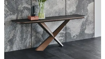 Consolle con piano in legno massello e acciaio Terminal Wood-C di Cattelan Italia